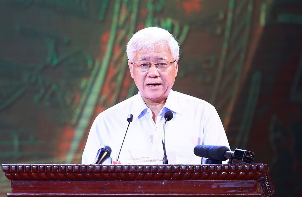 Chủ tịch Ủy ban Trung ương Mặt trận Tổ quốc Việt Nam Đỗ Văn Chiến phát biểu. (Ảnh: Dương Giang/TTXVN)