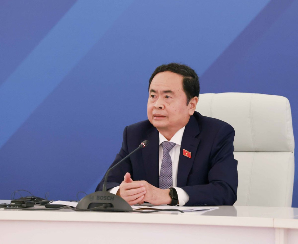 Chủ tịch Quốc hội Trần Thanh Mẫn đồng chủ trì Phiên họp lần thứ ba Ủy ban Hợp tác liên Nghị viện Việt Nam-Liên bang Nga. (Ảnh: Thống Nhất/TTXVN)