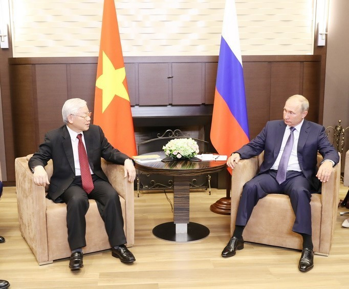 Tổng thống Liên bang Nga Vladimir Putin đón và hội đàm với Tổng Bí thư Nguyễn Phú Trọng thăm chính thức LB Nga, ngày 6/9/2018, tại thành phố Sochi. (Ảnh: Trí Dũng/TTXVN)