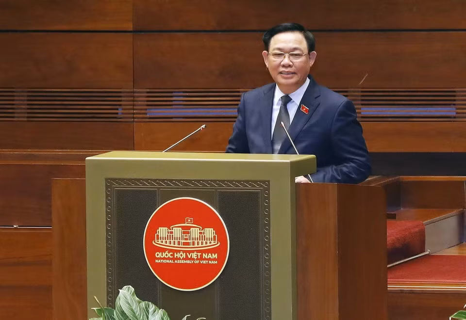 Chủ tịch Quốc hội Vương Đình Huệ phát biểu. (Ảnh: Nhan Sáng/TTXVN)