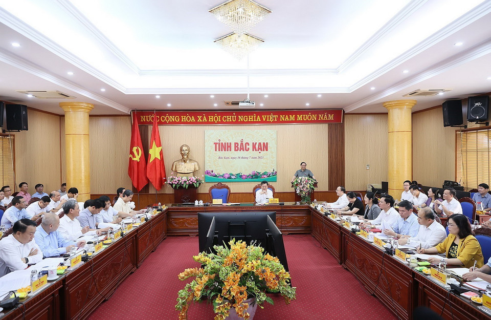 Thủ tướng Phạm Minh Chính phát biểu chỉ đạo. (Ảnh: Dương Giang/TTXVN) 