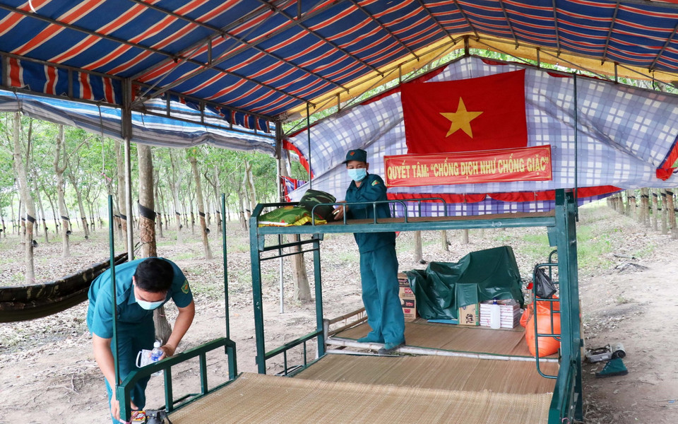  Chốt 04- Đồn Biên phòng Cửa khẩu Phước Tân, Tây Ninh. (Ảnh: Xuân Khu/TTXVN)