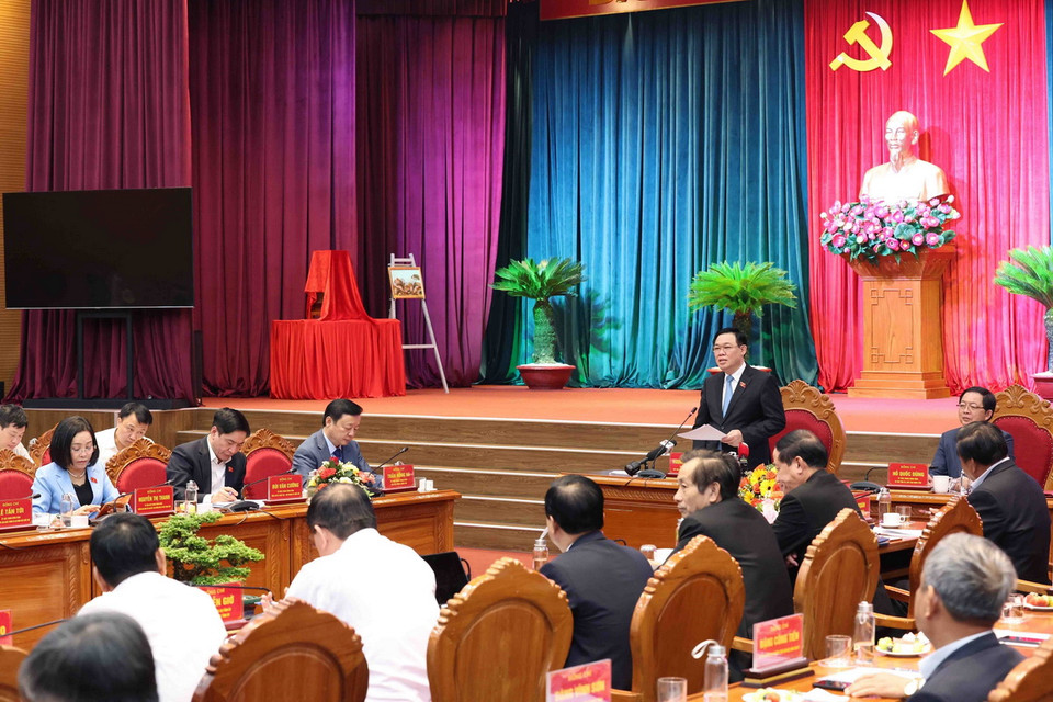 Quang cảnh buổi làm việc. (Ảnh: Nhan Sáng/TTXVN)