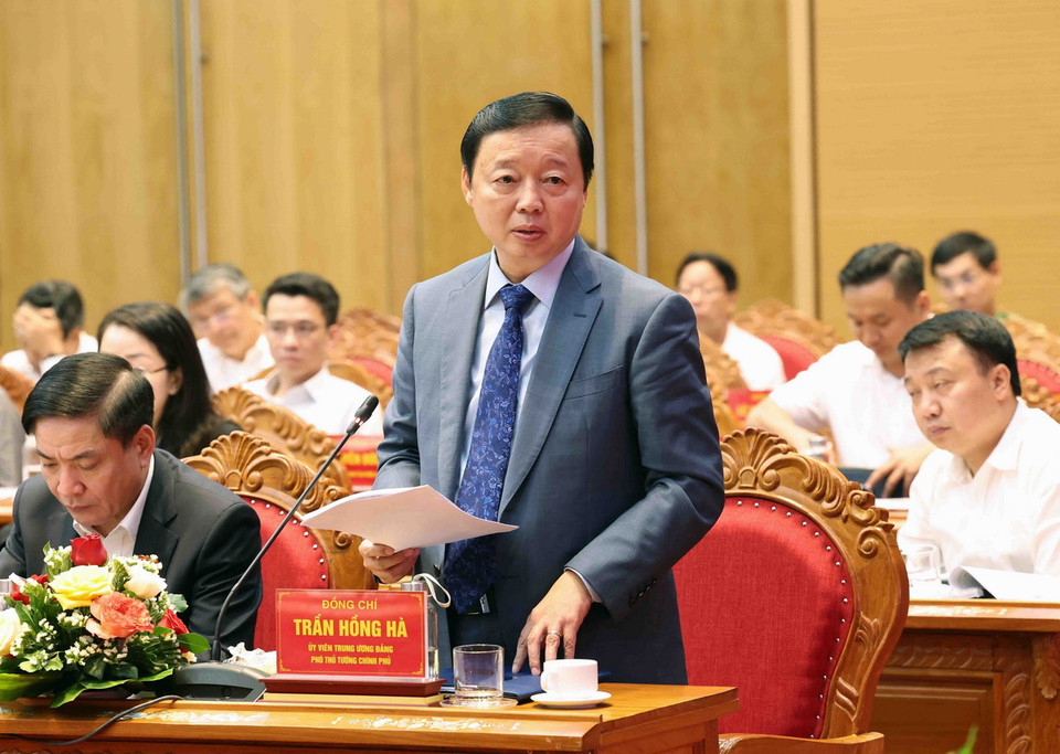 Phó Thủ tướng Trần Hồng Hà phát biểu. (Ảnh: Nhan Sáng/TTXVN)