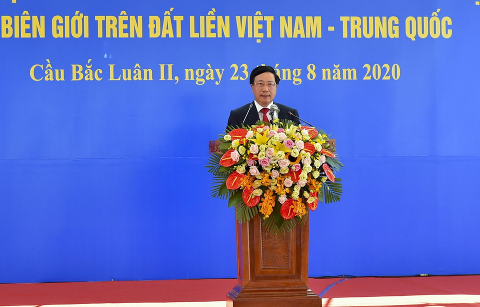 Phó Thủ tướng, Bộ trưởng Ngoại giao Phạm Bình Minh phát biểu tại Lễ kỷ niệm. (Ảnh: TTXVN)