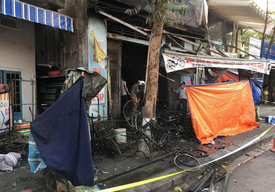 Hiện trường vụ hỏa hoạn. (Ảnh: Hồ Cầu/TXVN)