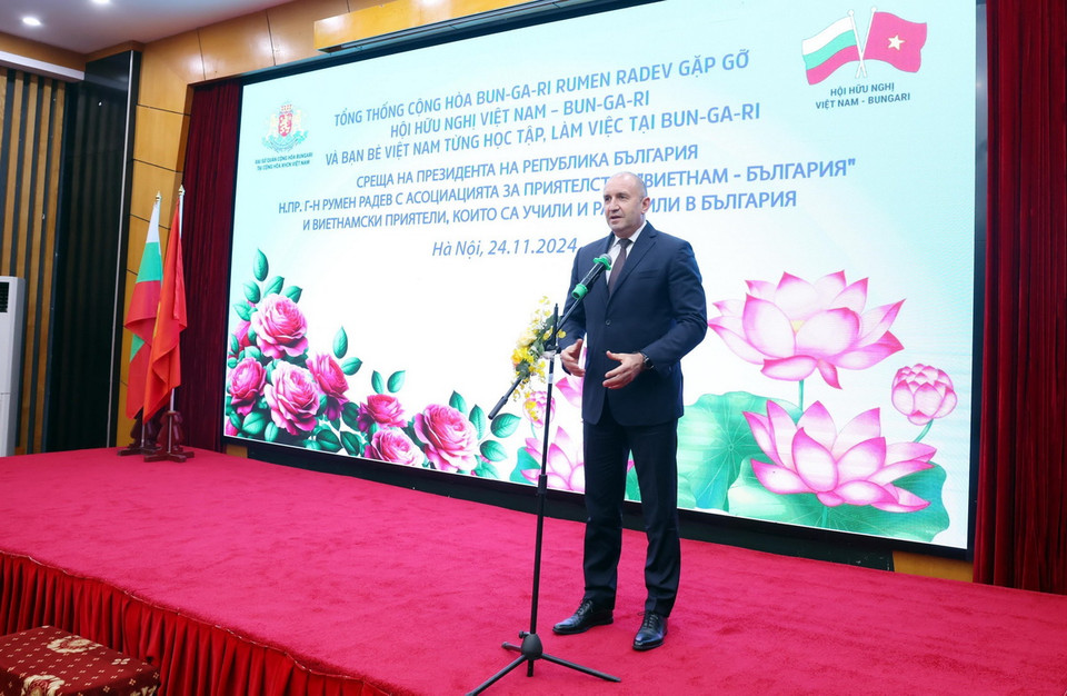 Tổng thống Bulgaria Rumen Radev phát biểu. (Ảnh: Phạm Kiên/TTXVN)