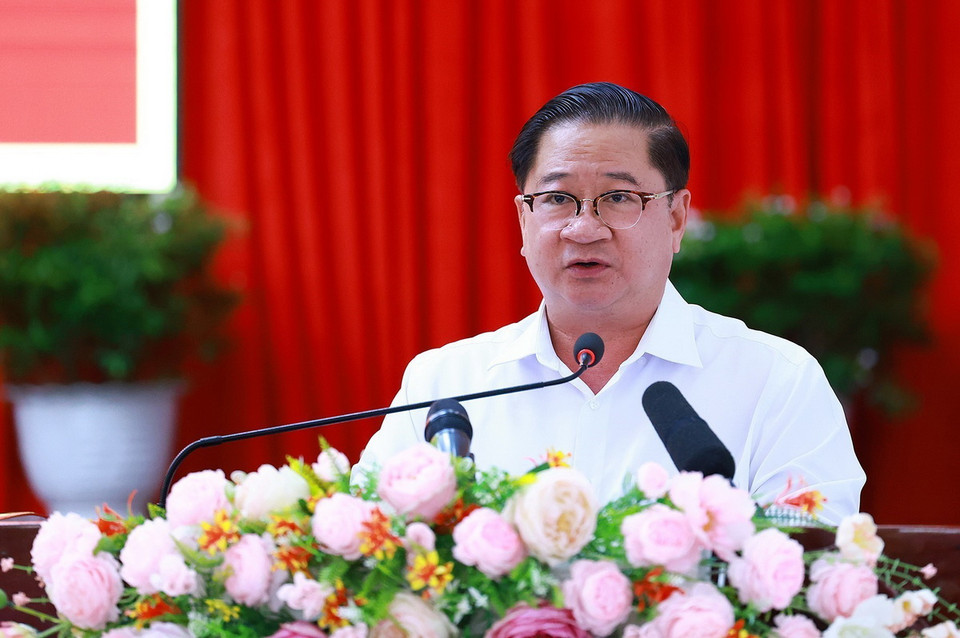 Chủ tịch UBND thành phố Cần Thơ Trần Việt Trường phát biểu. (Ảnh: Dương Giang/TTXVN)