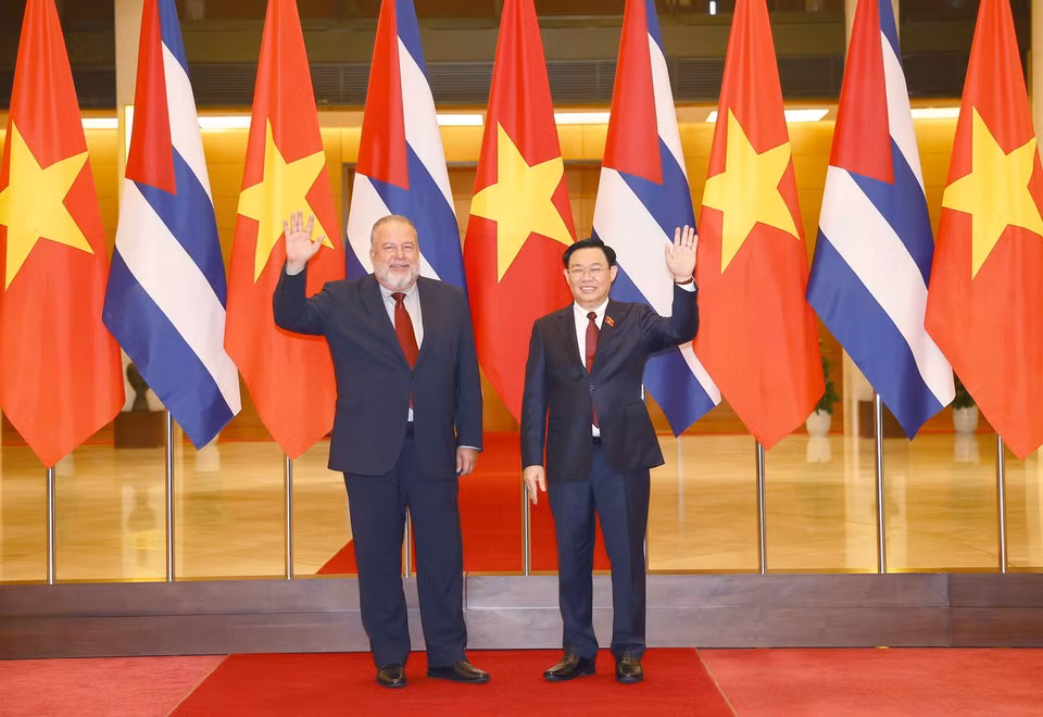 Chủ tịch Quốc hội Vương Đình Huệ tiếp Thủ tướng nước Cộng hòa Cuba Manuel Marrero Cruz thăm chính thức Việt Nam (29/9/2022). (Ảnh: TTXVN)