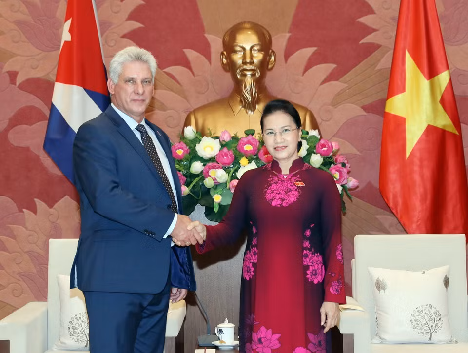 Chủ tịch Quốc hội Nguyễn Thị Kim Ngân hội kiến Chủ tịch Hội đồng Nhà nước và Hội đồng Bộ trưởng Cuba Miguel Díaz-Canel Bermúdez thăm hữu nghị chính thức Việt Nam (9/11/2018). (Ảnh: Trọng Đức/TTXVN)