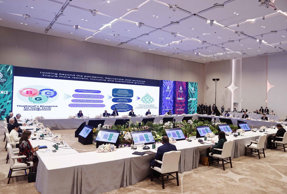 Quang cảnh Phiên họp hẹp lần thứ nhất - Tuần lễ Cấp cao APEC lần thứ 29. (Ảnh: Thống Nhất/TTXVN)