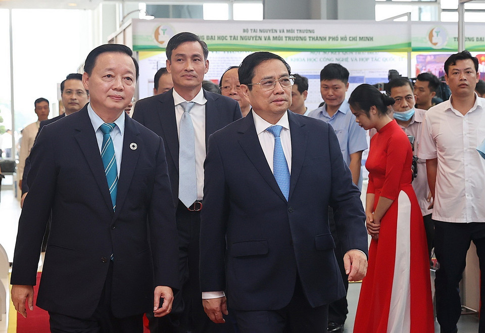 Thủ tướng Phạm Minh Chính đến dự Lễ kỷ niệm 20 năm thành lập Bộ Tài nguyên và Môi trường. (Ảnh: Dương Giang/TTXVN)