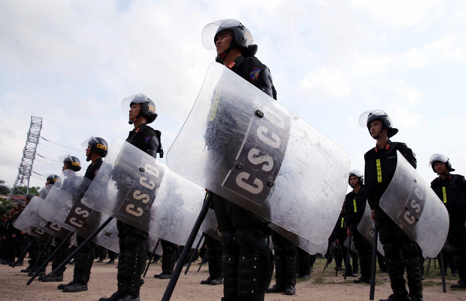  Lực lượng CSCĐ sẵn sàng làm nhiệm vụ đảm bảo an ninh trật tự cuộc Bầu cử đại biểu Quốc hội và đại biểu HĐND các cấp nhiệm kỳ 2021-2026. (Ảnh: Phạm Kiên/TTXVN)