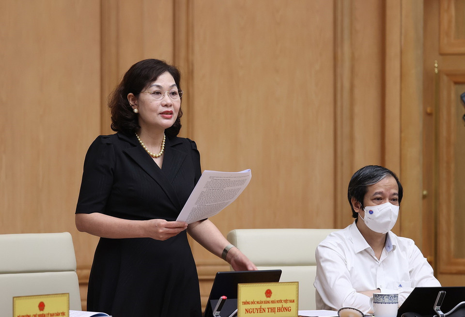  Thống đốc Ngân hàng Nhà nước Việt Nam Nguyễn Thị Hồng phát biểu. (Ảnh: Dương Giang/TTXVN)