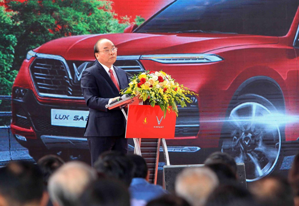 Thủ tướng Nguyễn Xuân Phúc phát biểu tại buổi lễ. (Ảnh: An Đăng/TTXVN)