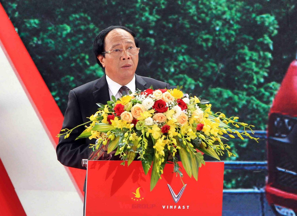 Bí thư Thành ủy Hải Phòng Lê Văn Thành phát biểu tại buổi lễ. (Ảnh: An Đăng/TTXVN)