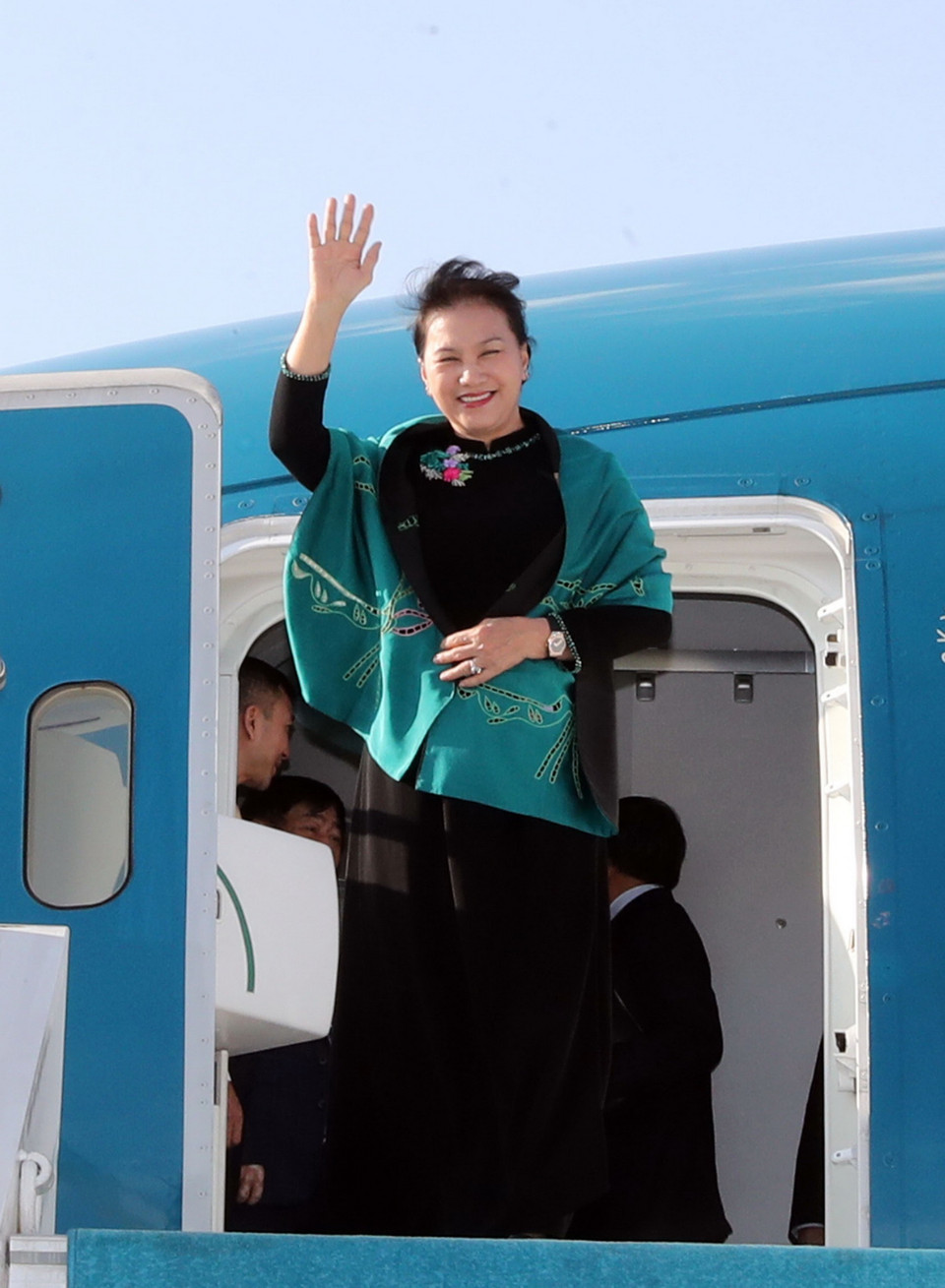 Chủ tịch Quốc hội Nguyễn Thị Kim Ngân đến sân bay Quốc tế Esenboga, thủ đô Ankara, Thổ Nhĩ Kỳ. (Ảnh: Trọng Đức/TTXVN)