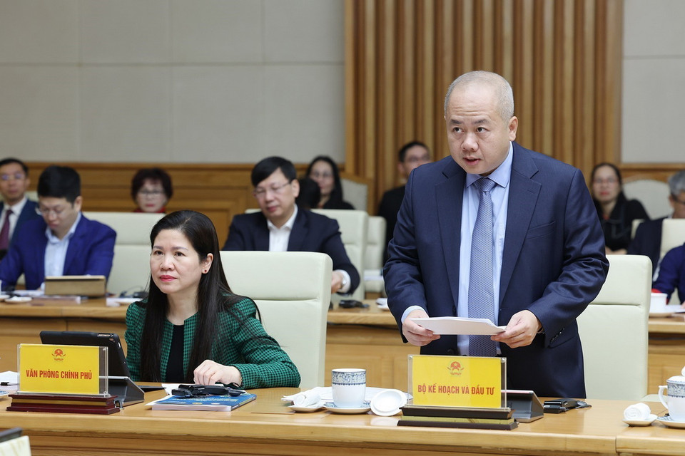 Thứ trưởng Bộ Kế hoạch và Đầu tư Đỗ Thành Trung phát biểu. (Ảnh: Dương Giang/TTXVN)