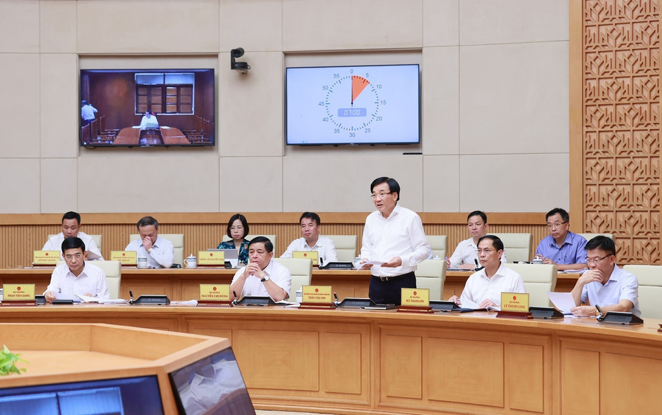 Bộ trưởng, Chủ nhiệm Văn phòng Chính phủ Trần Văn Sơn phát biểu. (Ảnh: Dương Giang/TTXVN)