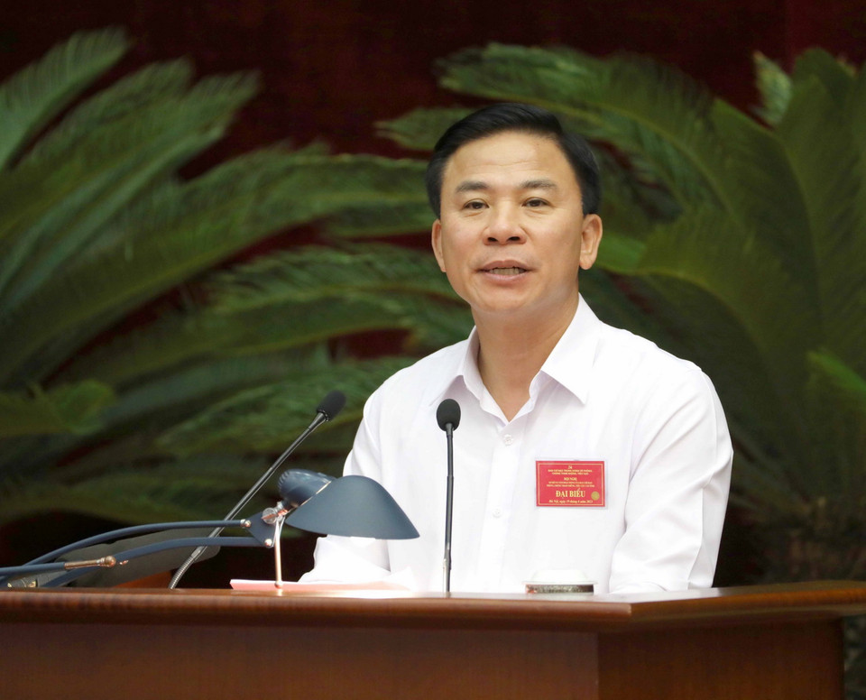 Ông Đỗ Trọng Hưng, Ủy viên Trung ương Đảng, Bí thư Tỉnh ủy, Trưởng Ban Chỉ đạo phòng chống tham nhũng, tiêu cực tỉnh Thanh Hóa tham luận. (Ảnh: Phương Hoa/TTXVN)