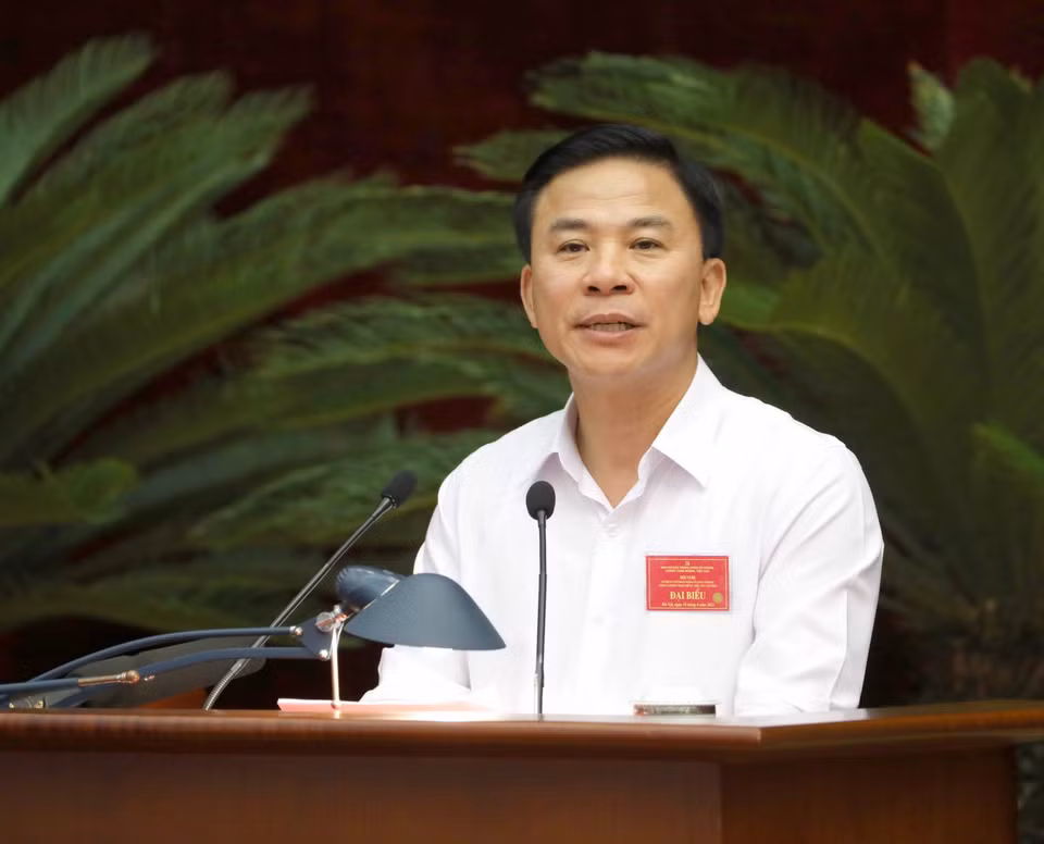 Ông Đỗ Trọng Hưng, Ủy viên Trung ương Đảng, Bí thư Tỉnh ủy, Trưởng Ban Chỉ đạo phòng chống tham nhũng, tiêu cực tỉnh Thanh Hóa tham luận. (Ảnh: Phương Hoa/TTXVN)