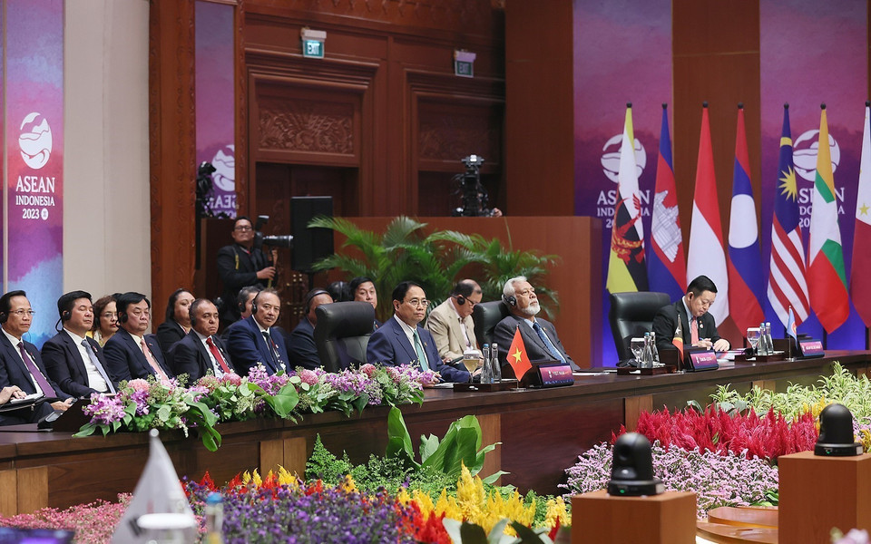 Thủ tướng Phạm Minh Chính và đại biểu dự Hội nghị Cấp cao ASEAN- Hàn Quốc lần thứ 24. (Ảnh: Dương Giang/TTXVN)