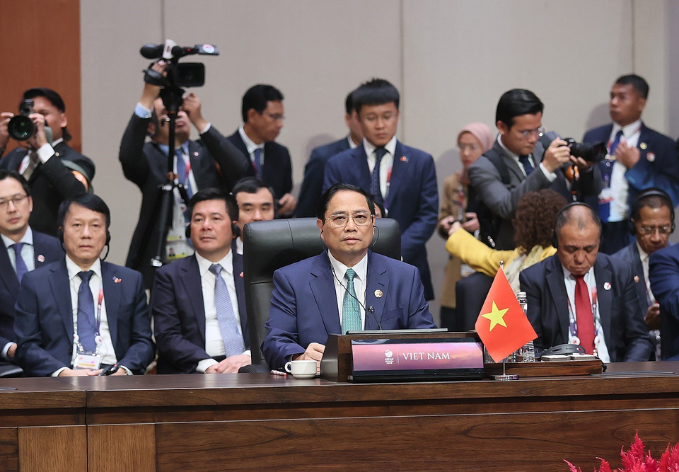 Thủ tướng Phạm Minh Chính dự Hội nghị Cấp cao ASEAN-Trung Quốc lần thứ 26. (Ảnh: Dương Giang/TTXVN)