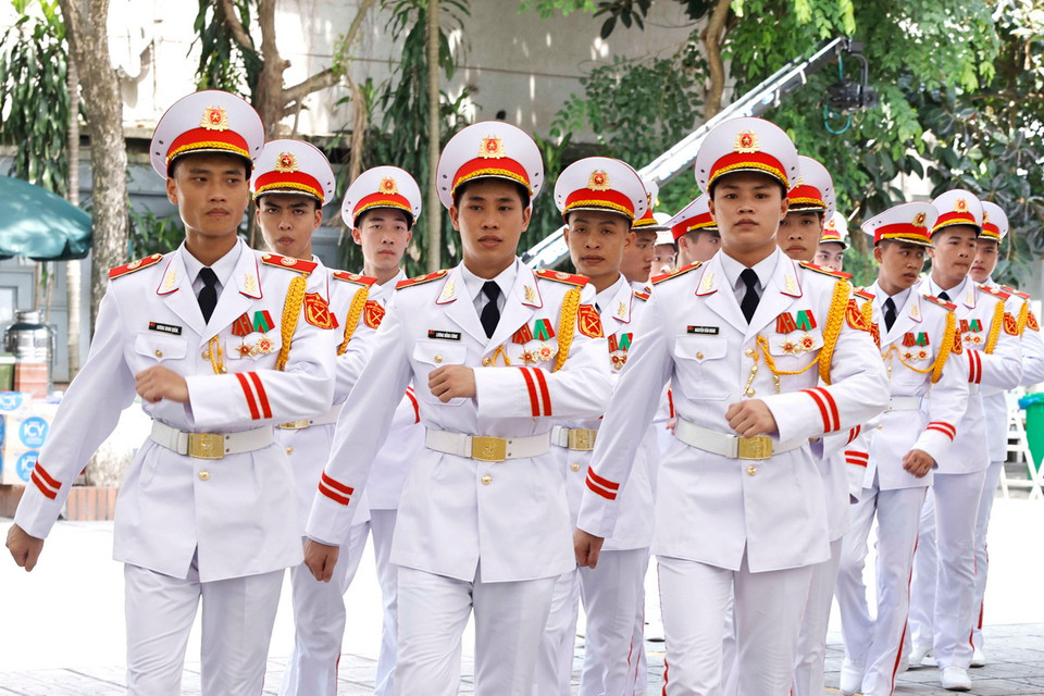 Công tác chuẩn bị cho Lễ truy điệu và đưa tang Tổng Bí thư Nguyễn Phú Trọng. (Ảnh: TTXVN)