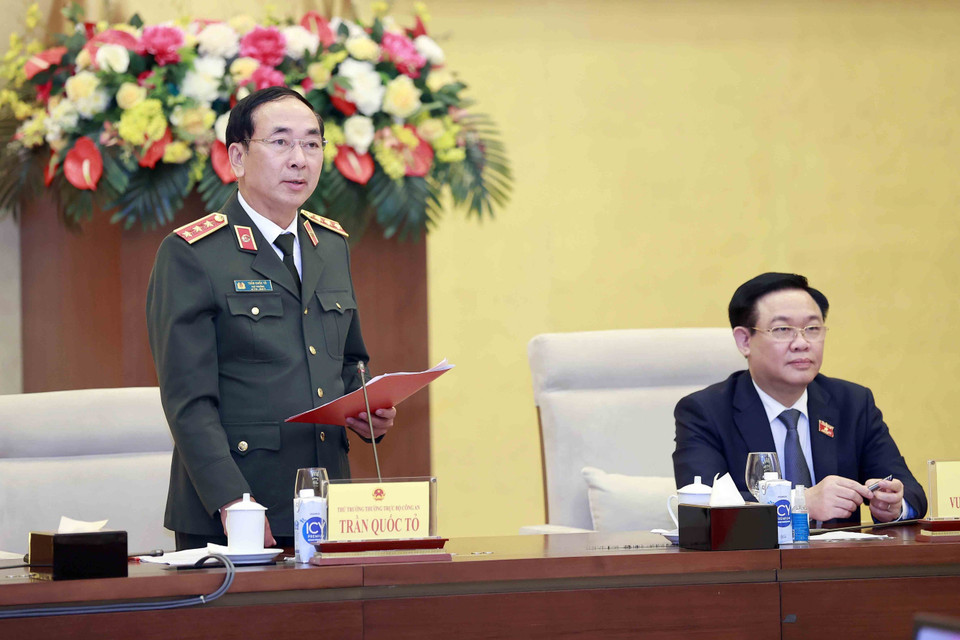 Thượng tướng Trần Quốc Tỏ, Thứ trưởng Bộ Công an phát biểu. (Ảnh: Doãn Tấn/TTXVN)