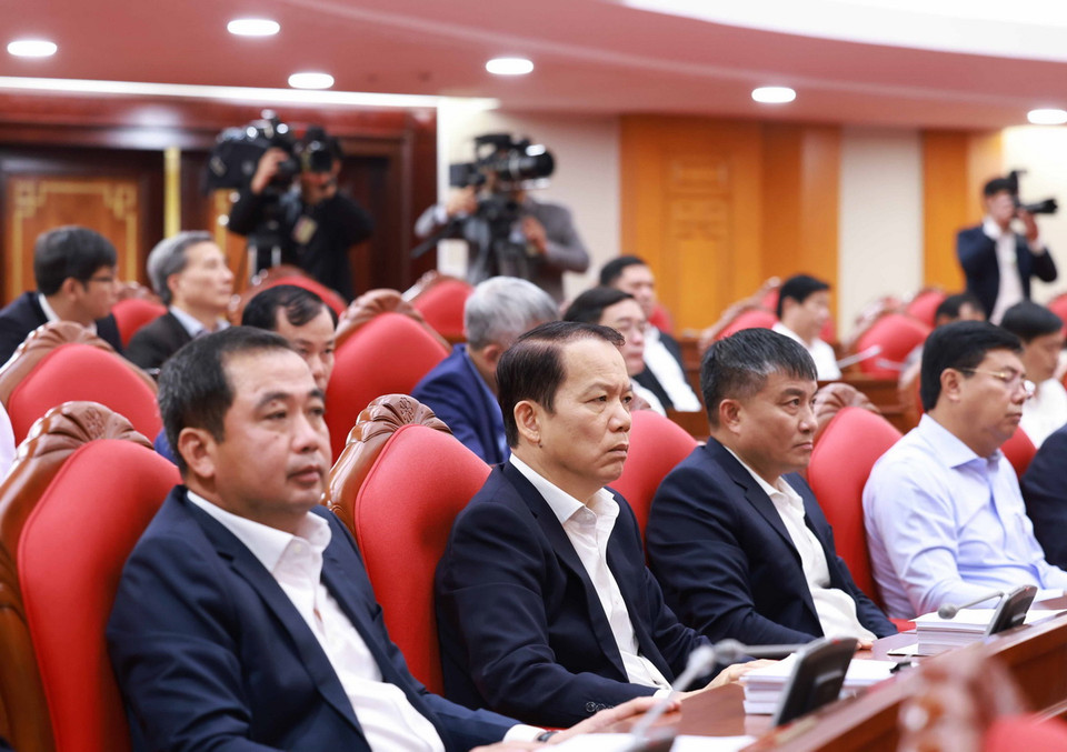 Các đại biểu dự Hội nghị Ban Chấp hành Trung ương Đảng khoá XIII, ngày 25/11. (Ảnh: Thống Nhất/TTXVN)