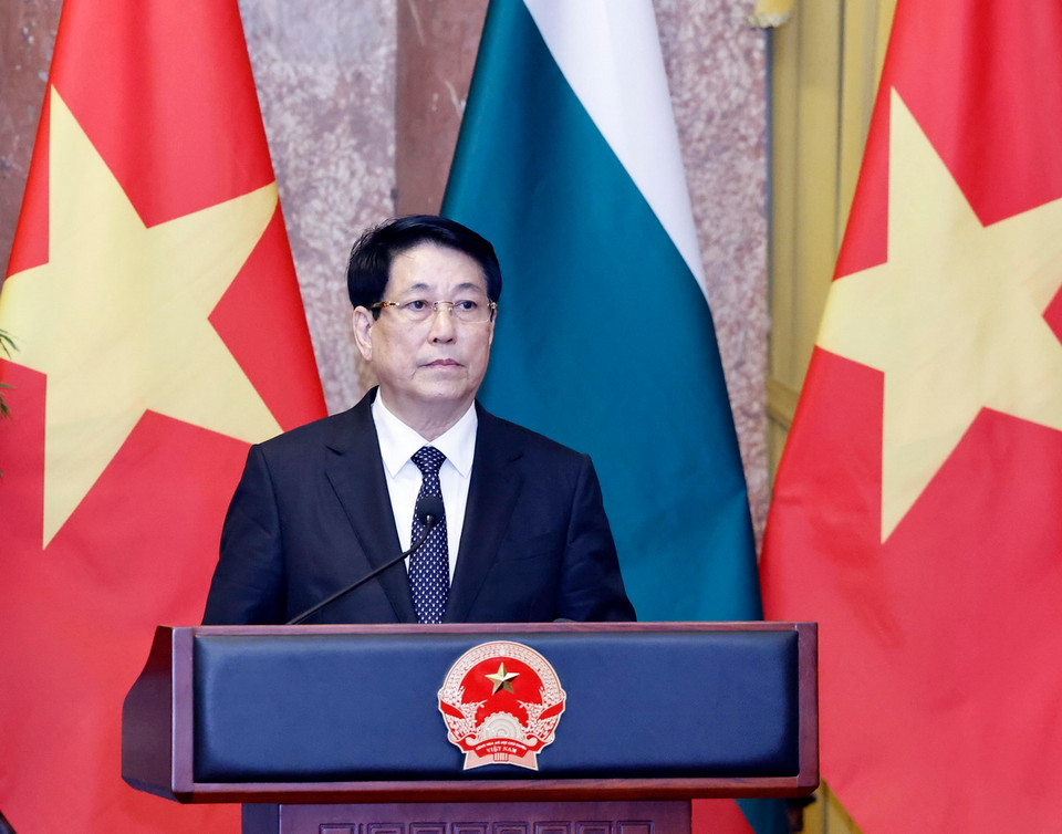 Chủ tịch nước Lương Cường phát biểu. (Ảnh: Lâm Khánh/TTXVN)