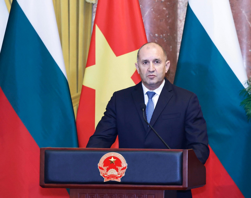 Tổng thống Cộng hòa Bulgaria Rumen Radev phát biểu. (Ảnh: Lâm Khánh/TTXVN)