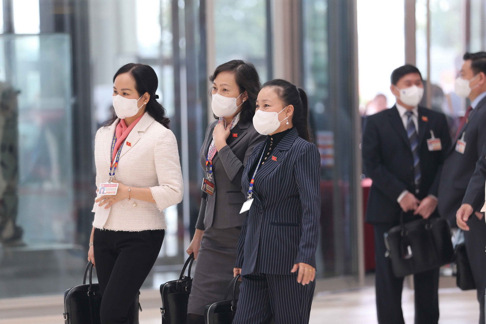 Các đại biểu đến dự Đại hội chiều 29/1. (Ảnh: TTXVN)