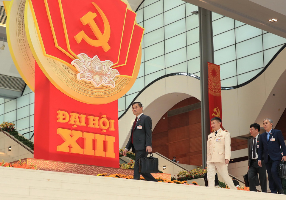 Các đại biểu đến dự Đại hội chiều 29/1. (Ảnh: TTXVN)