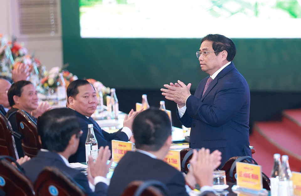 Thủ tướng Phạm Minh Chính dự Hội nghị xúc tiến đầu tư tỉnh Hòa Bình. (Ảnh: Dương Giang/TTXVN)