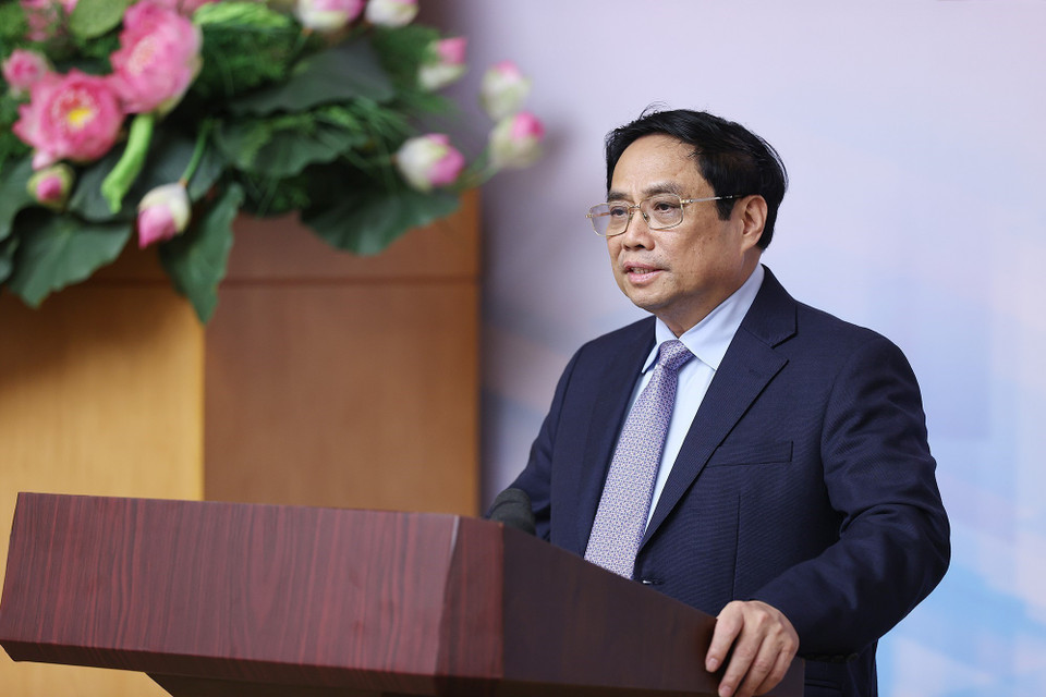 Thủ tướng Phạm Minh Chính chủ trì hội nghị. (Ảnh: Dương Giang/TTXVN)