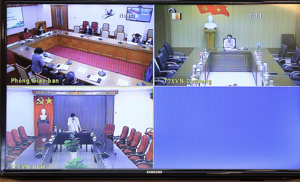 Các đại biểu tham dự trực tuyến. (Ảnh: Hoàng Hiếu/TTXVN)