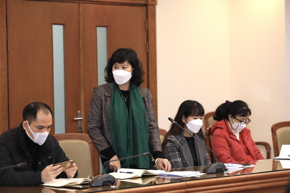  Phó trưởng Ban, Thư ký chi hội nhà báo Ban Biên tập tin trong nước và cơ quan thường trú khu vực phía Bắc Vũ Thị Hương Thủy phát biểu. (Ảnh: Hoàng Hiếu/TTXVN)