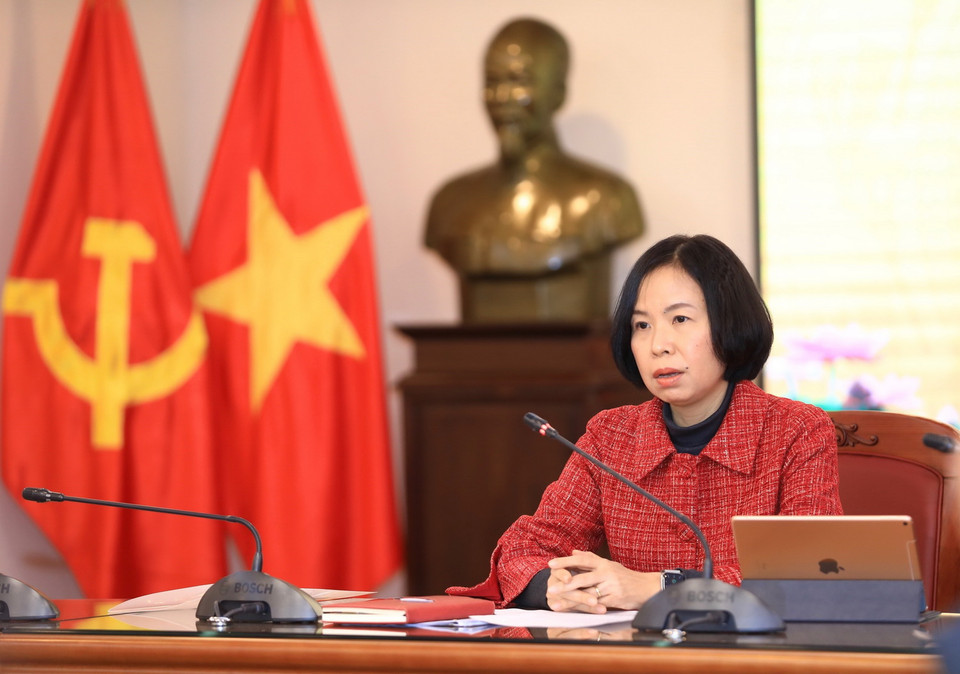  Tổng Giám đốc, Chủ tịch Liên chi hội nhà báo TTXVN Vũ Việt Trang phát biểu. (Ảnh: Hoàng Hiếu/TTXVN)