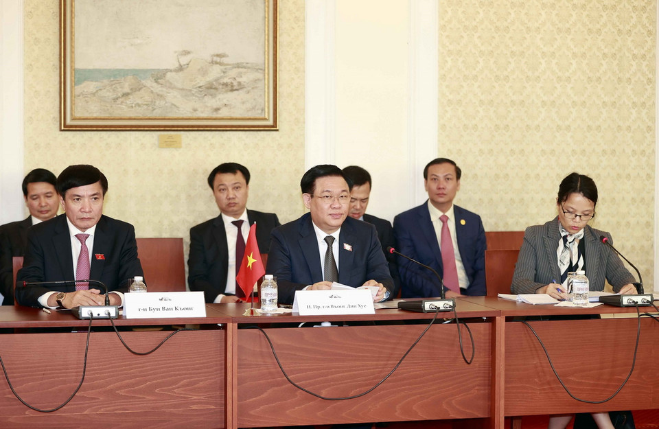 Chủ tịch Quốc hội Vương Đình Huệ phát biểu. (Ảnh: Doãn Tấn/TTXVN)