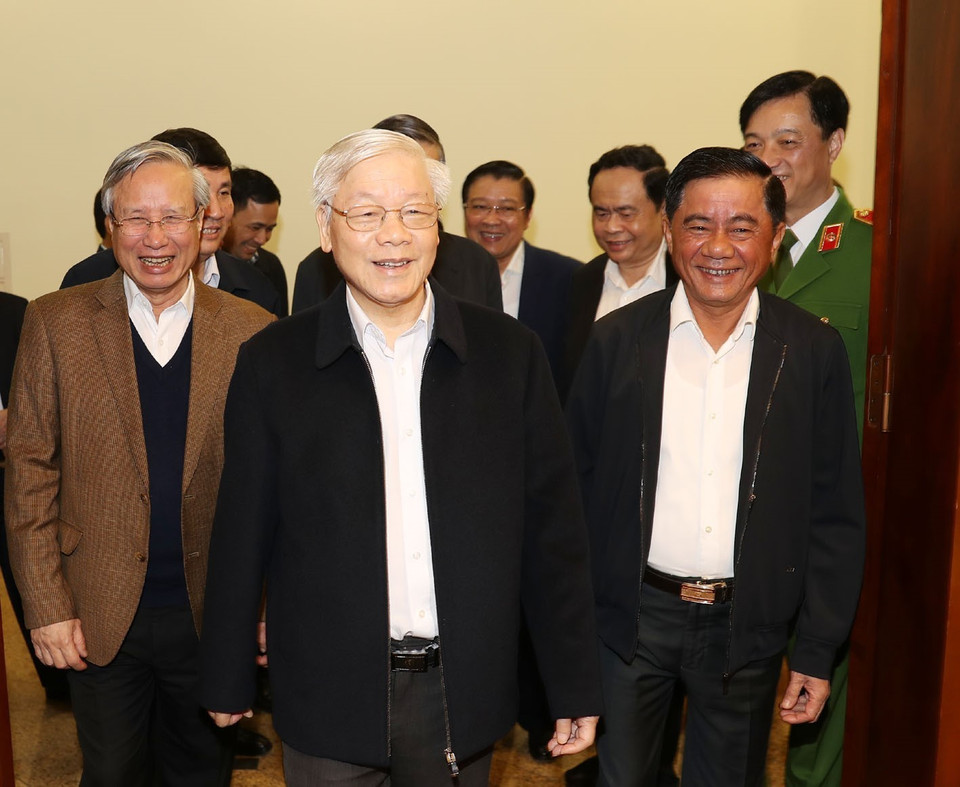 Tổng Bí thư, Chủ tịch nước Nguyễn Phú Trọng đến dự phiên họp. (Ảnh: Trí Dũng/TTXVN)