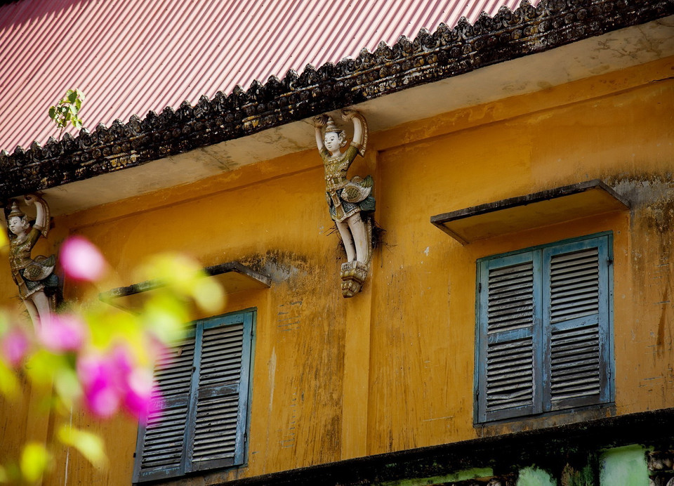  Chi tiết kiến trúc đặc trưng của chùa Som Rong. (Ảnh: Hồng Đạt/TTXVN)