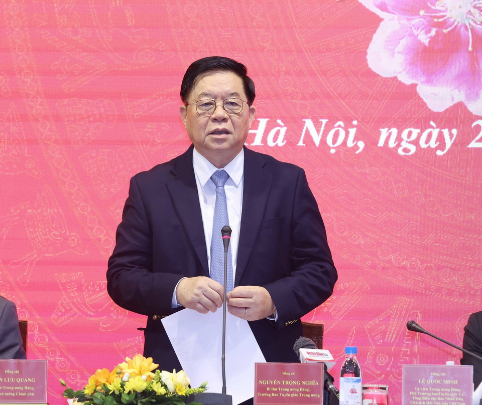 Ông Nguyễn Trọng Nghĩa, Bí thư Trung ương Đảng, Trưởng Ban Tuyên giáo Trung ương, phát biểu chỉ đạo Hội nghị. (Ảnh: Phương Hoa/TTXVN)