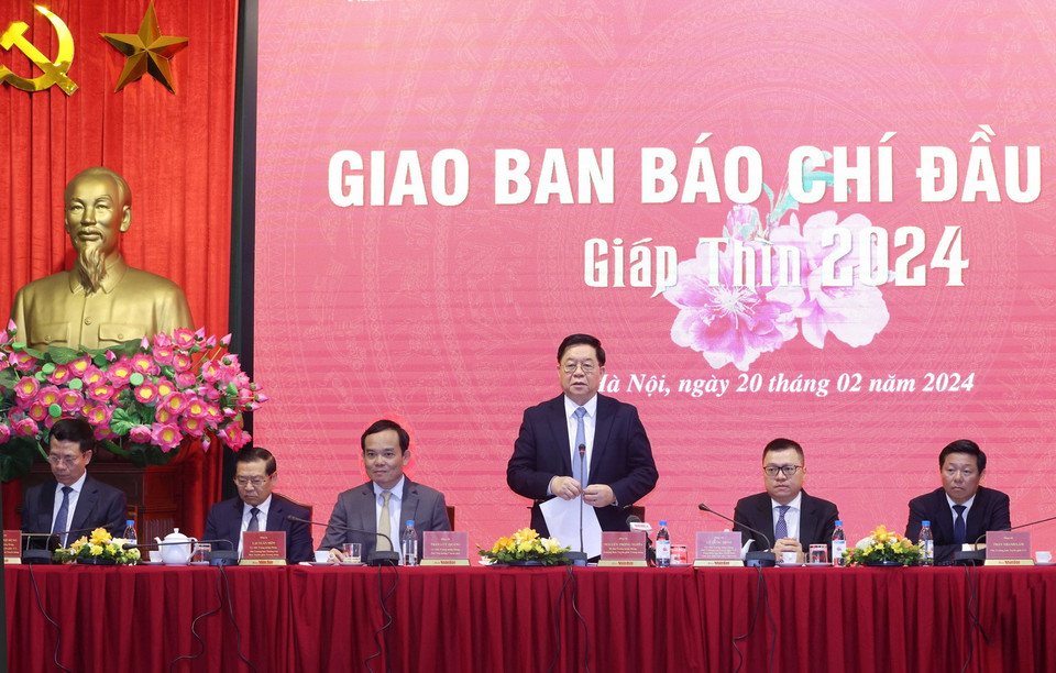 Ông Nguyễn Trọng Nghĩa, Bí thư Trung ương Đảng, Trưởng Ban Tuyên giáo Trung ương, phát biểu chỉ đạo Hội nghị. (Ảnh: Phương Hoa/TTXVN)