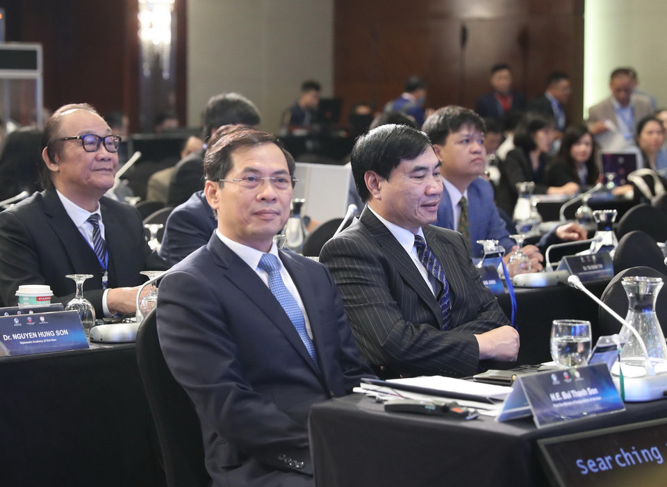 Thứ trưởng Thường trực Bộ Ngoại giao Bùi Thanh Sơn dự Hội thảo khoa học quốc tế về biển Đông lần thứ 12. (Ảnh: Lâm Khánh/TTXVN)