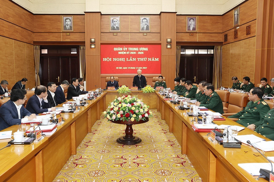  Tổng Bí thư Nguyễn Phú Trọng phát biểu kết luận hội nghị. (Ảnh: Trí Dũng/TTXVN)