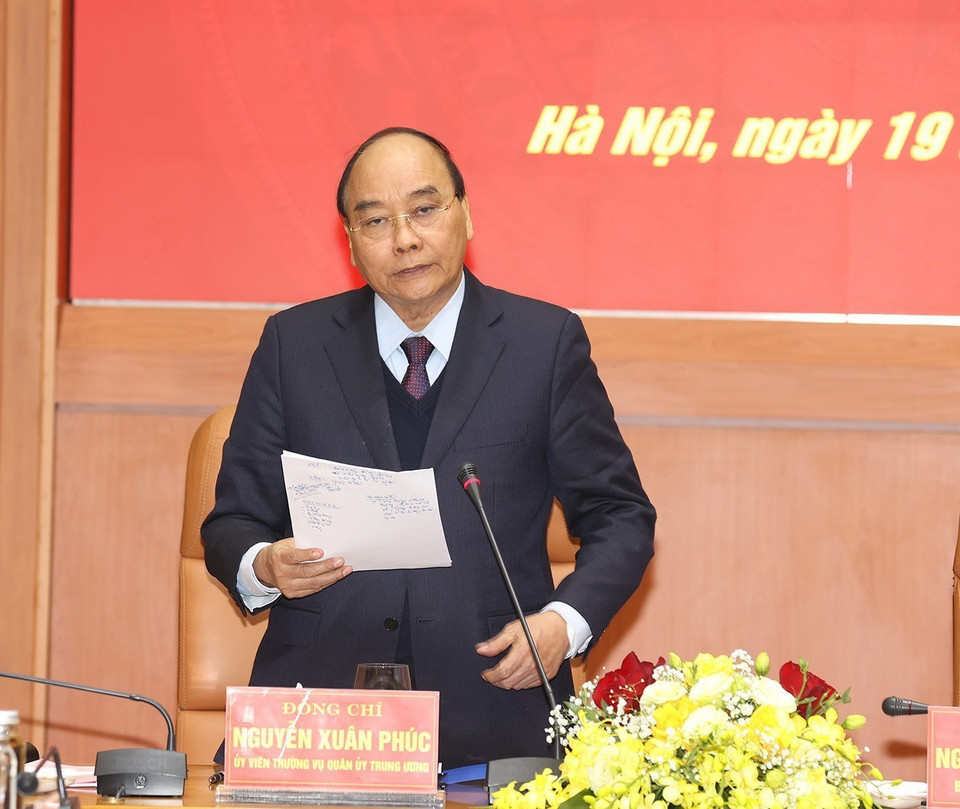  Chủ tịch nước Nguyễn Xuân Phúc phát biểu tại hội nghị. (Ảnh: Trí Dũng/TTXVN)