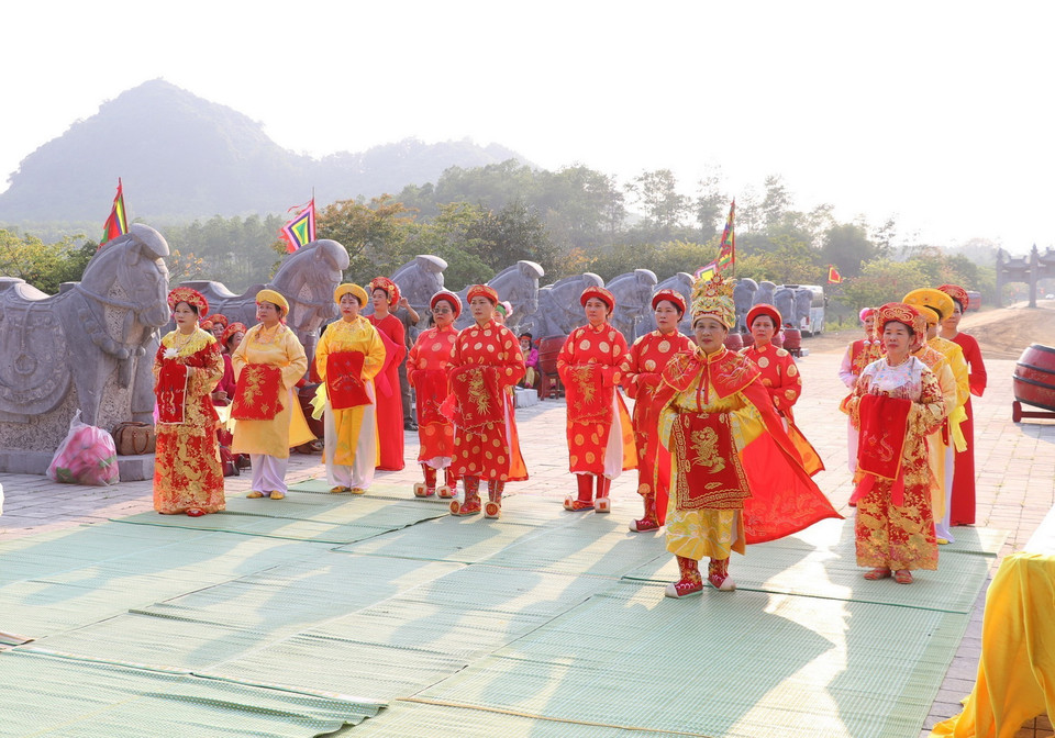 Nghi lễ tại lễ đàn Kính thiên. (Ảnh: Đức Phương/TTXVN)