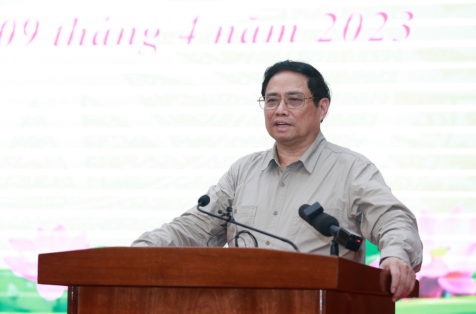 Thủ tướng Phạm Minh Chính kết luận buổi làm việc với lãnh đạo chủ chốt tỉnh Điện Biên. (Ảnh: Dương Giang/TTXVN)