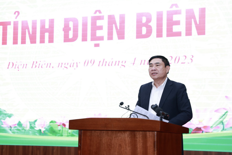 Bí thư Tỉnh ủy Điện Biên Trần Quốc Cường phát biểu. (Ảnh: Dương Giang/TTXVN)